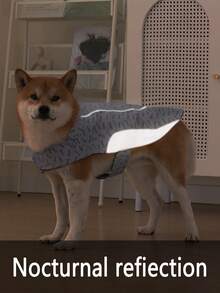 1pc Dog Thermal Lined Warm Cloak, Waterproof & Reflective, Suitable For Small, Medium And Large Dogs To Wear In Winter For Outdoor Activities - Grey - View 6