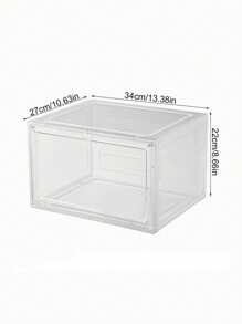 2pcs Large Clear Shoe Box Hard Plastic Stackable, Shoe Containers Shoe Storage Organizer Box With Door, Heavy Side Open Shoe Box For Display Sneakers, Easy Assembly - Clear - View 2