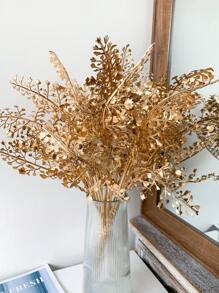 1入40cm人造塑料芹菜葉植物,現代簡約金色喷漆,適合婚禮/派對/家庭裝飾/攝影道具使用 - 金色 - 查看 9