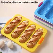 Molde de silicona para hornear baguettes franceses/bollos de perro caliente, charola para hornear para perros calientes, antiadherente, mini baguette sándwich - Gris Claro - Ver 2