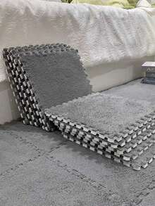12pcs/pack 30*30cm Carpet Patchwork Mat, Removable And Washable, Suitable For Living Room & Bedroom&pet - Grey - View 10