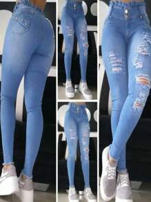 Pantalón De Mezclilla Shein Jeans Paca Mujer 10 Piezas - Azul - Ver 1