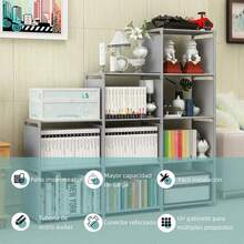 Estante de Almacenamiento Tridimensional, Estantería de Almacenamiento con respaldo de tela,estantería,gabinete de refrigerios,taquillas multifuncionales,aplicaciones multiescenario - Gris - Ver 5