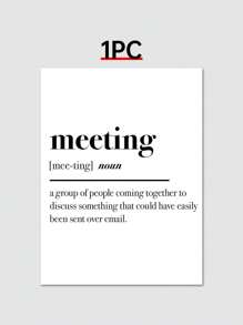 1 件家庭辦公室牆壁裝飾 - 有趣的辦公室隔間牆壁裝飾牆壁藝術,有趣的工作辦公室裝飾,家庭辦公室的有趣隔間裝飾 |會議(無框架) - 黑與白 - 查看 3