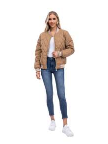 Chaqueta bomber acolchada con cremallera - Camel - Ver 2