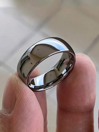 1入men's 8mm寬硬質鈦鋼光澤戒指,精美男式配飾珠寶裝飾品,適用於日常穿著、宴會、假日、生日、週年慶典
