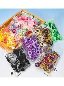 100入組基本迷你無縫髮帶，多色系，對頭髮友好，直徑2cm的小髮圈 - 直徑2公分 - 查看 12