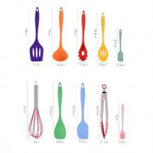 Juego de Utensilios de Cocina, 10 Piezas Juego de Utensilios de Cocina con Soporte, Utensilios de Silicona para Cocinar, Juego de Espátula de Cocina para Hornear,Set 10 Espatulas Brochas De Silicona Antiadherente Pastelera,utensilios de cocina set de 10 piezas de silicon y madera color al azar,Kit de 10 Piezas Multi Utensilios de Cocina Silicona Goma Colores,Juego de utensilios de cocina, 10 piezas de silicona para cocinar - Multicolor - Ver 5