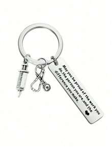 1套護士禮物/最佳朋友禮物,高品質亞麻製化妝包和不銹鋼鑰匙扣,可愛的旅行包女士生日禮物 - 護士生存套裝化妝包 - 輕巧多功能組織器 - 絕佳女士必需品!化妝品收納袋,化妝包,洗漱袋,理想的伴娘禮物 - 白色 - 查看 4