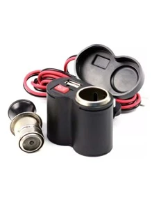 Adaptador Tomada Usb Carregador Para Motos Celular GPS Usb P/ Moto Carregador Celular Gps Acendedor Cigarro - Preto - Visão 3