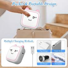 Mini Label Printer (Note: Independent Printer Or 5 Rolls Of Self-Adhesive Paper Optional) Suitable For Printing Photos, Lists, Memos, QR Codes, Notes, Portable Thermal Printer Compatible With Android Or IOS APP - Pink - View 4