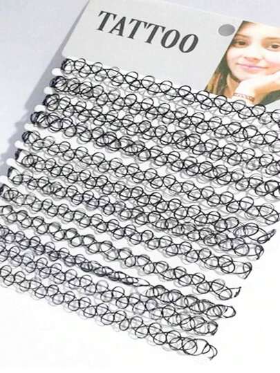 CARTELA COM 12 PECA Colares Gargantilha Coleira Colar Choker Tattoo Entre SILICONE