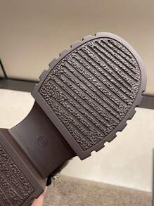 British Style Retro Chunky Heel Brown Boots For Women, Short Boots To Match Cropped Pants, Fall/winter Collection - Brown - View 10