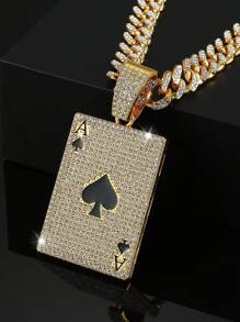1入新款朋克撲克吊墜項鍊,街頭搖滾嘻哈風格,紅色滴油矩形撲克時尚吊墜項鍊男女適用 - 50cm1:1紅桃A - 查看 4