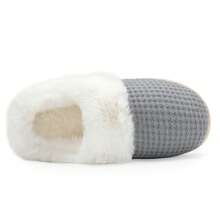 DRSLPAR Comfy House Slippers For Women Fuzzy Memory Foam Slippers Cozy Slip On Outdoor Indoor Warm Fleece Lined Bedroom Shoes - 灰色 - 查看 3