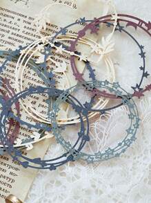 10入組復古美學花朵空心植物花環框材料紙垃圾日記手帳剪貼簿復古花邊裝飾diy工藝紙 - 彩色 - 查看 1