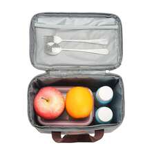 Insulated Lunch Bag Unisex Small Lunch Box Container Portable Leakproof Lunch Tote Reusable Lunch Tote Bag For Office, Picnic, Or Travel Back To School School Supplies School Bag School Essentials College Essentials School Organizer Bags Teacher Storage Bags Classroom Bags Classroom Organizer Bags - Grey - View 8