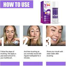 Flowweek V34 Pro Púrpura Corrector De Pasta Dental Blanqueadora De Dientes Cuidado Del Esmalte Reduce Las Manchas Amarillas - 1 unidad-30ml - Ver 5