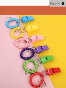 2入組/包大聲音塑料戶外求生口哨帶手環,適用於運動、訓練、球迷和聖誕禮物(隨機顏色) - 彩色 - 查看 2