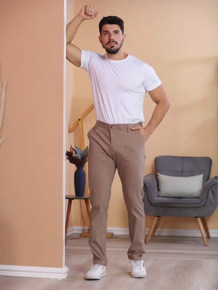 Men Pants - 棕色 - 查看 1