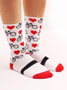 DHSPORTS Dh運動透氣快干高彈力中筒中性騎行/跑步/登山襪 - 紅白色 - 查看 1