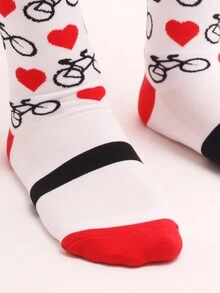 DHSPORTS Dh運動透氣快干高彈力中筒中性騎行/跑步/登山襪 - 紅白色 - 查看 3