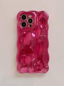 Apple Wave Bubble Electroplated Rose Red Phone Case Compatible With IPhone Waterproof Shockproof Anti-Fall Scratch Resistant