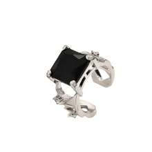 1 件設計精美時尚個人化可調式方形方晶鋯石男士戒指適合日常佩戴 - 白色 - 查看 5