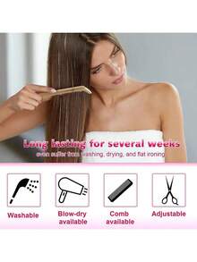 圣诞闪光闪亮头发闪亮金属丝接发炫彩发束头发女士嬉皮编织头饰头发编织彩虹色发束女孩头饰头发激光假发闪光条 - 粉色 - 查看 6