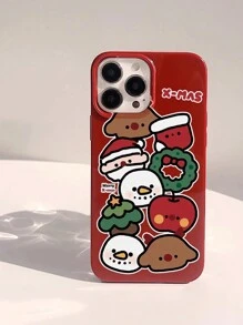 Gucadi 聖誕節系列手機殼,酒紅色,tpu 全保護軟殼,可愛卡通聖誕帽和雪人圖案,適用於 Iphone 15/14 Pro Max/13/12/11 - 彩色 - 查看 3