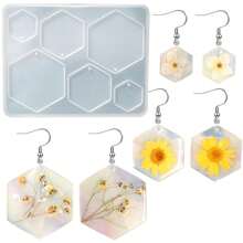 1pc DIY Geometric Earrings & Necklace Crystal Glue Mold Mirror Silicone Mold For Women's Epoxy Resin Jewelry Making