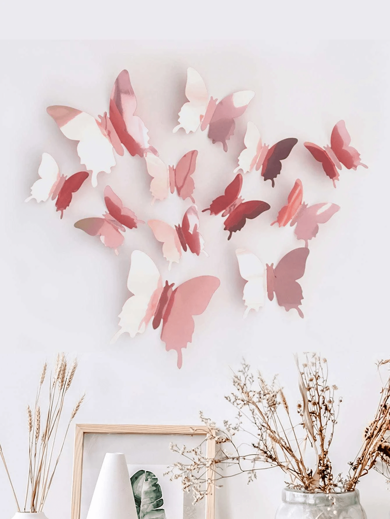 12pcs Butterfly Shaped Mirror Wall Stickers For Living Room, Bedroom