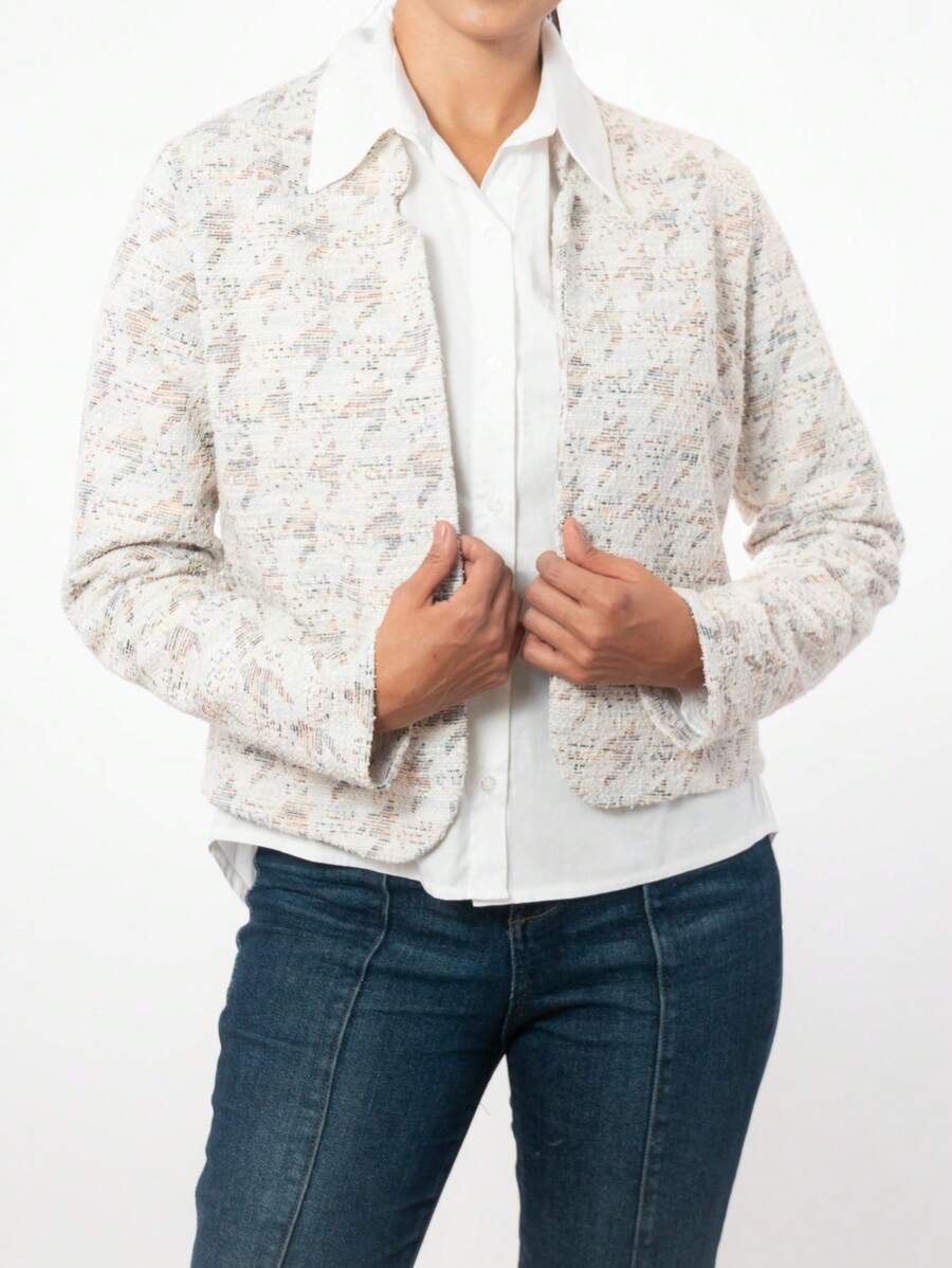 TE AMOMO Saco Abierto Con Diseño Grecado I - Gris Claro - Ver 1