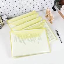 5入組加厚a4文件袋,透明塑料文件袋,帶有鈕扣閉合,用於大容量儲藏辦公室和學校文具袋防水信封 - 黃色 - 查看 1