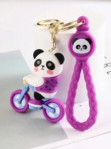 1pc Women's Purple Bicycle & Panda Shaped Keychain - Purple - View 4