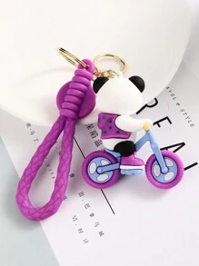 1pc Women's Purple Bicycle & Panda Shaped Keychain - Purple - View 3