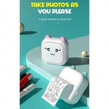 迷你印表機無墨貼紙印表機綠色帶 9 捲紙口袋小玩具禮物 Ios Android 學習輔助、學習筆記、備忘錄、樂趣、工作、日記 - 銅色 - 查看 5
