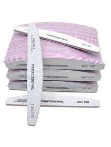 5入組專業半月形指甲磨板,紫色琉璃粉鍍層,雙面修指甲,耐用度高100/100 - 米色 - 查看 3