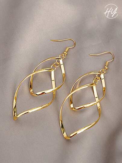 1pair Personalized Spiral Curved Wave Line Unique & Sophisticated Design Dangle Earrings