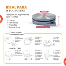 Balança Cozinha Alta Precisão Digital Alimentos Dieta 1g ate 5kg Mini Balança Eletrônica Sem Bateria Pilhas Visor LCD Culinária Academia Nutrição - Prata - Visão 5