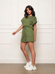 Women Two-piece Outfits - 軍綠色 - 查看 3