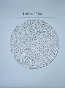 1pc Christmas Themed Pp Material Round Placemat With Glitter - White - View 2