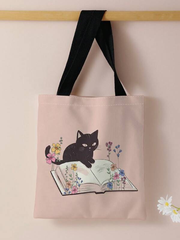 Simple Book Note Pattern Double-Sided Printed Shoulder Handbag Printed Handbag Casual Travel Beach Bag Large Capacity Reusable Shoulder Shopping Bag Women's Casual Shoulder Bag Handbag Large Capacity Canvas Beach Bag Handbag Shopping Bag Printed Women's Grocery Shoulder Bag