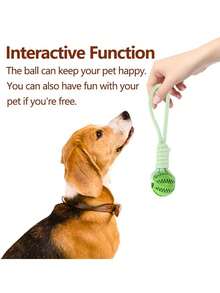 1pc Dog Toy Handheld Leakage Food Dispenser Ball Chew Resistant Rope Interactive Pet Dental Clean Toy Dog Supplies - Green - View 6