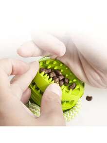 1pc Dog Toy Handheld Leakage Food Dispenser Ball Chew Resistant Rope Interactive Pet Dental Clean Toy Dog Supplies - Green - View 3