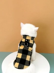 厚實單色絨毛狗衣帶有馬勒孔設計 - 黃色 - 查看 2