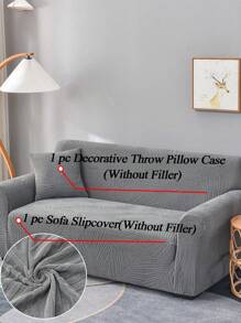 1pc Elastic Sofa Cover Modern Geometric Pattern Jacquard Solid Color Sofa Slipcover Sofa Protector For All Seasons Machine Washable