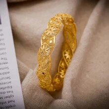 1 件女士时尚可打开金色手镯，奢华新娘婚礼珠宝 - 金色 - 查看 4