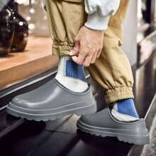 Men's Grey Eva Winter Thermal Lined Waterproof Home Slippers For Warmth