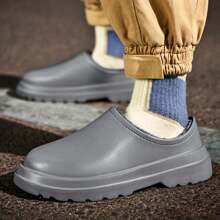 Men's Grey Eva Winter Thermal Lined Waterproof Home Slippers For Warmth